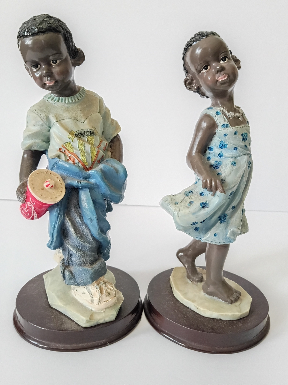 African American Figurines Vintage Boy & Girl "On A Walk" Exc. Cond.